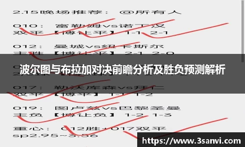 波尔图与布拉加对决前瞻分析及胜负预测解析